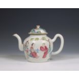 China, a famille rose porcelain teapot and cover, 19th century,