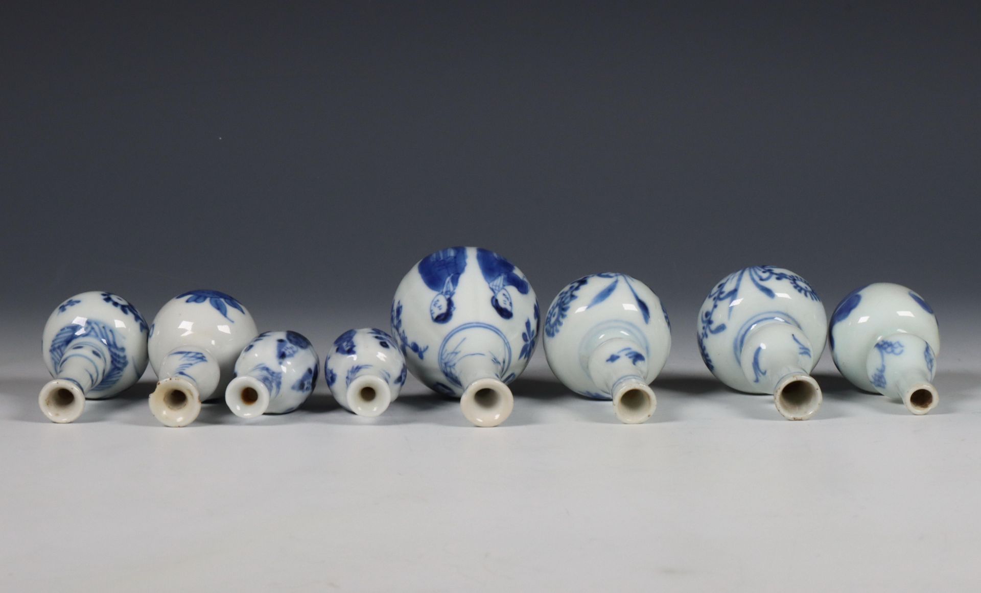 China, collection of blue and white porcelain miniature vases, 18th century, - Image 3 of 5