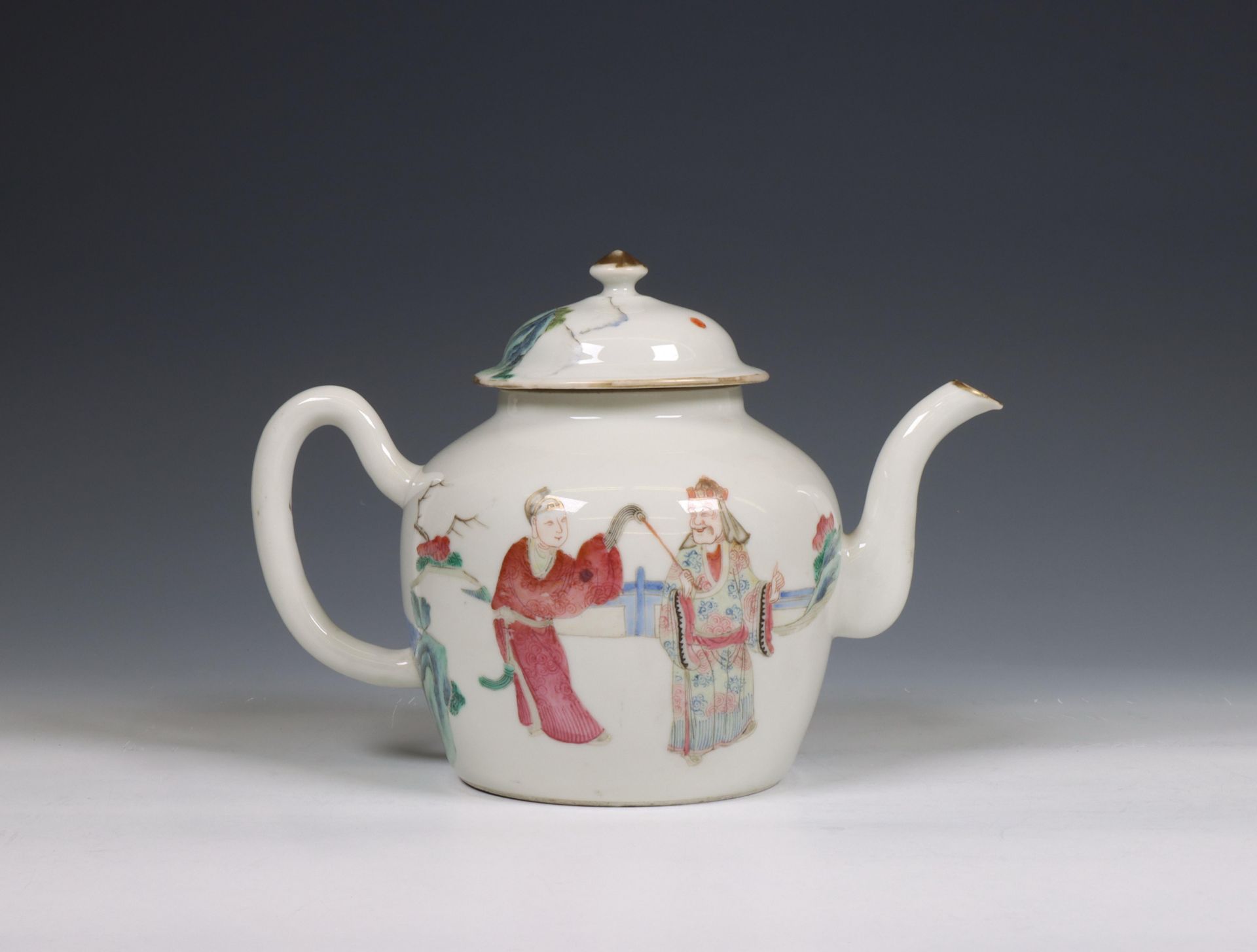 China, a famille rose porcelain teapot and cover, 19th century, - Image 2 of 6