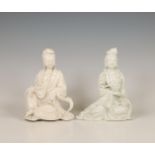 China, two Dehua porcelain models of a seated Guanyin, 20th century,