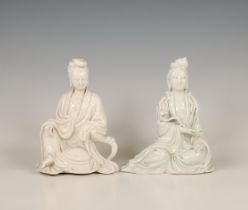 China, two Dehua porcelain models of a seated Guanyin, 20th century,