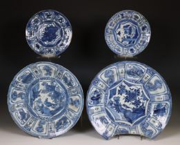 China, a small collection of 'kraak' porcelain dishes, Wanli period (1573-1619),