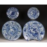 China, a small collection of 'kraak' porcelain dishes, Wanli period (1573-1619),