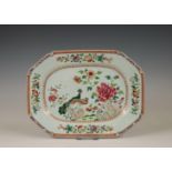 China, a famille rose porcelain 'peacock' tray, Qianlong period (1736-1795),