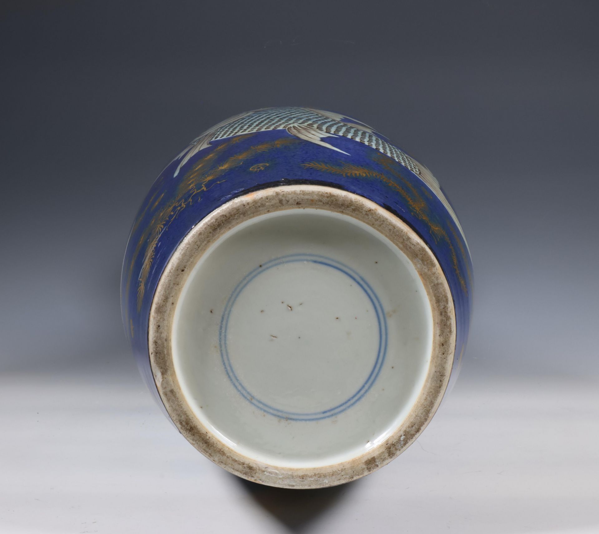 China, gilt-decorated powder-blue porcelain 'carp' vase, 19th century, - Image 6 of 7