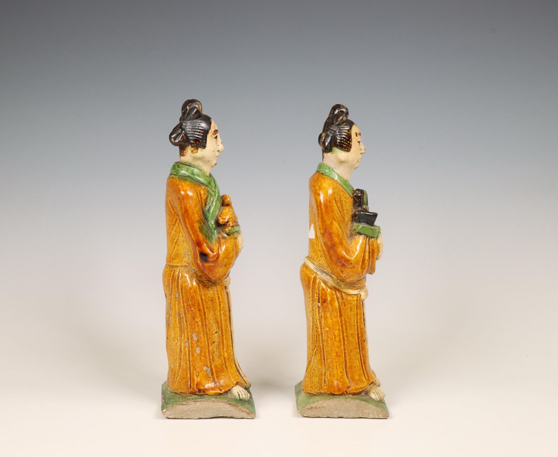 China, two Sancai-glazed pottery rooftile figures, Ming dynasty (1368-1644), - Image 2 of 7