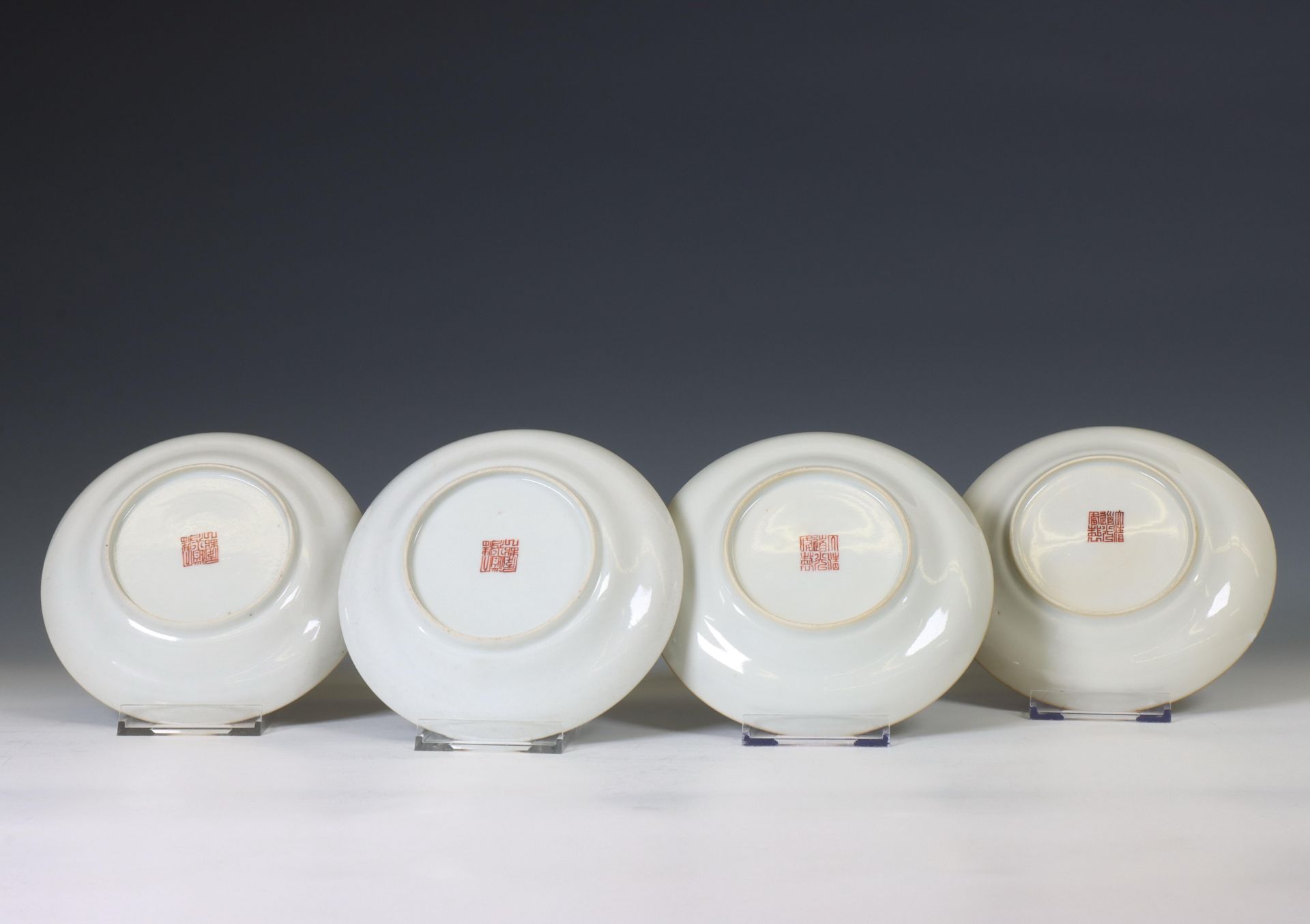 China, two pairs of famille rose porcelain 'Wu Shuang Pu' saucers, 19th century, - Bild 2 aus 2