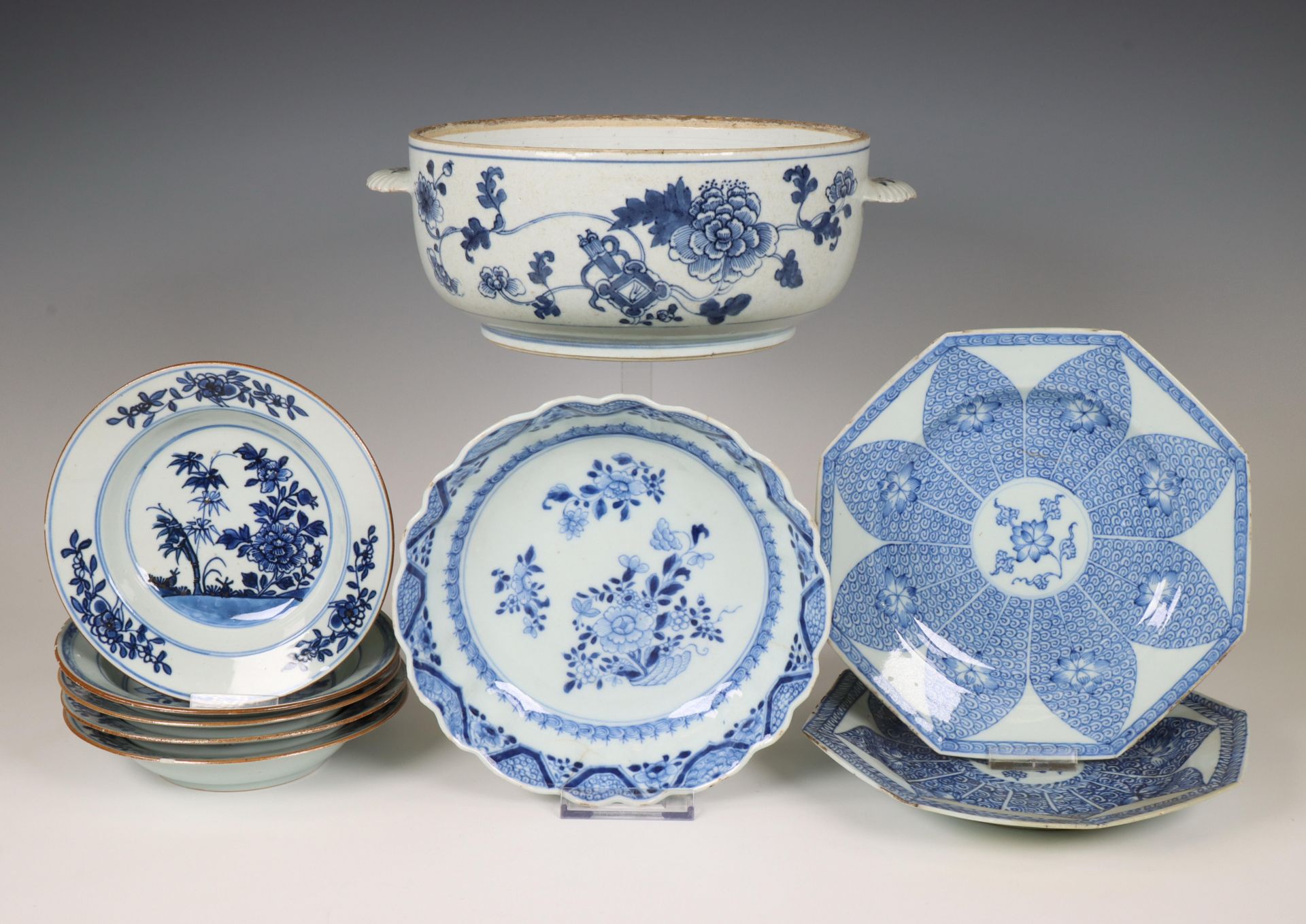 China, a collection of blue and white porcelain, 18th century and later,