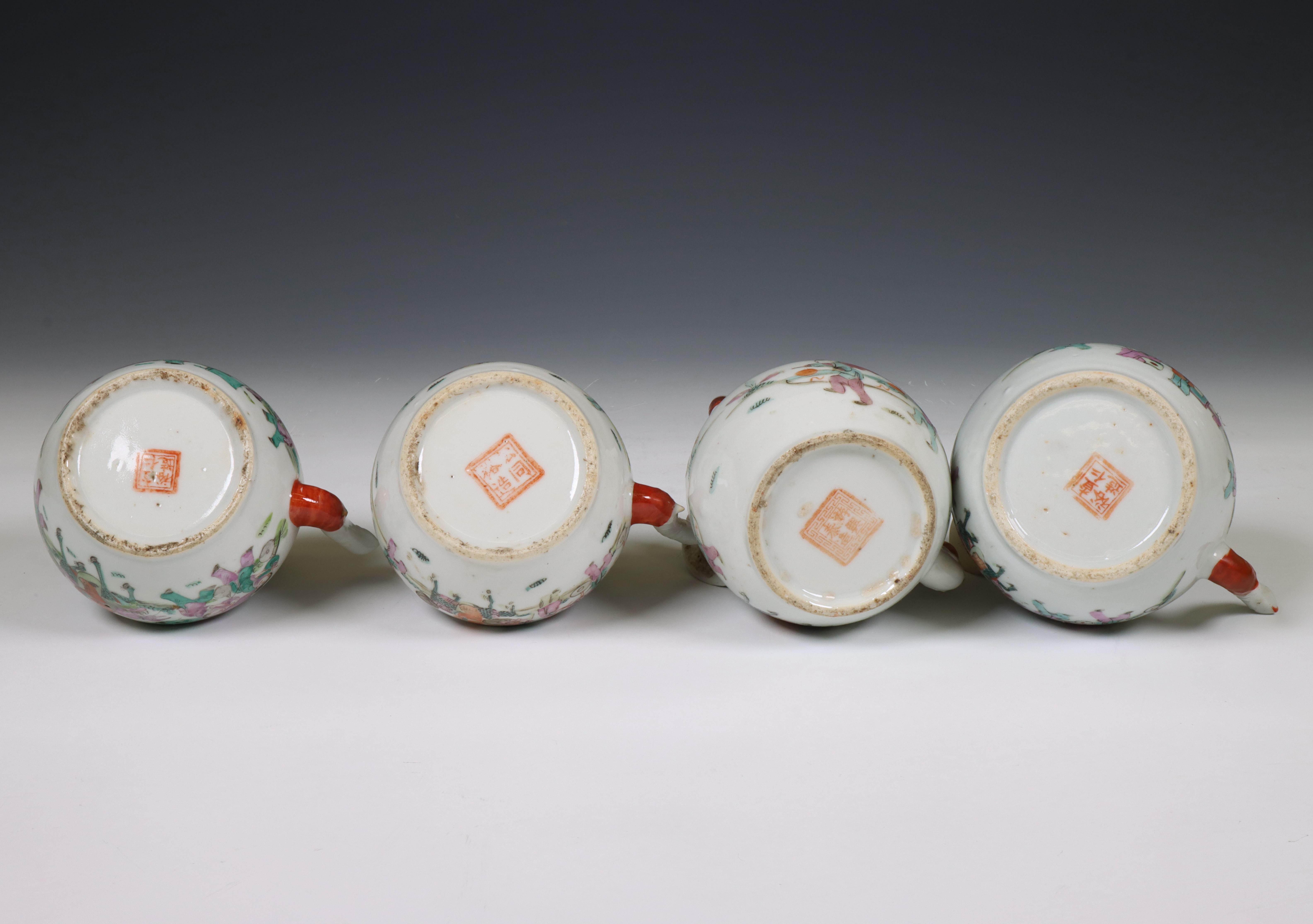 China, four famille rose porcelain teapots and covers, 19th-20th century, - Image 2 of 3