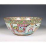 China, a Canton famille rose porcelain punch bowl, 19th century,