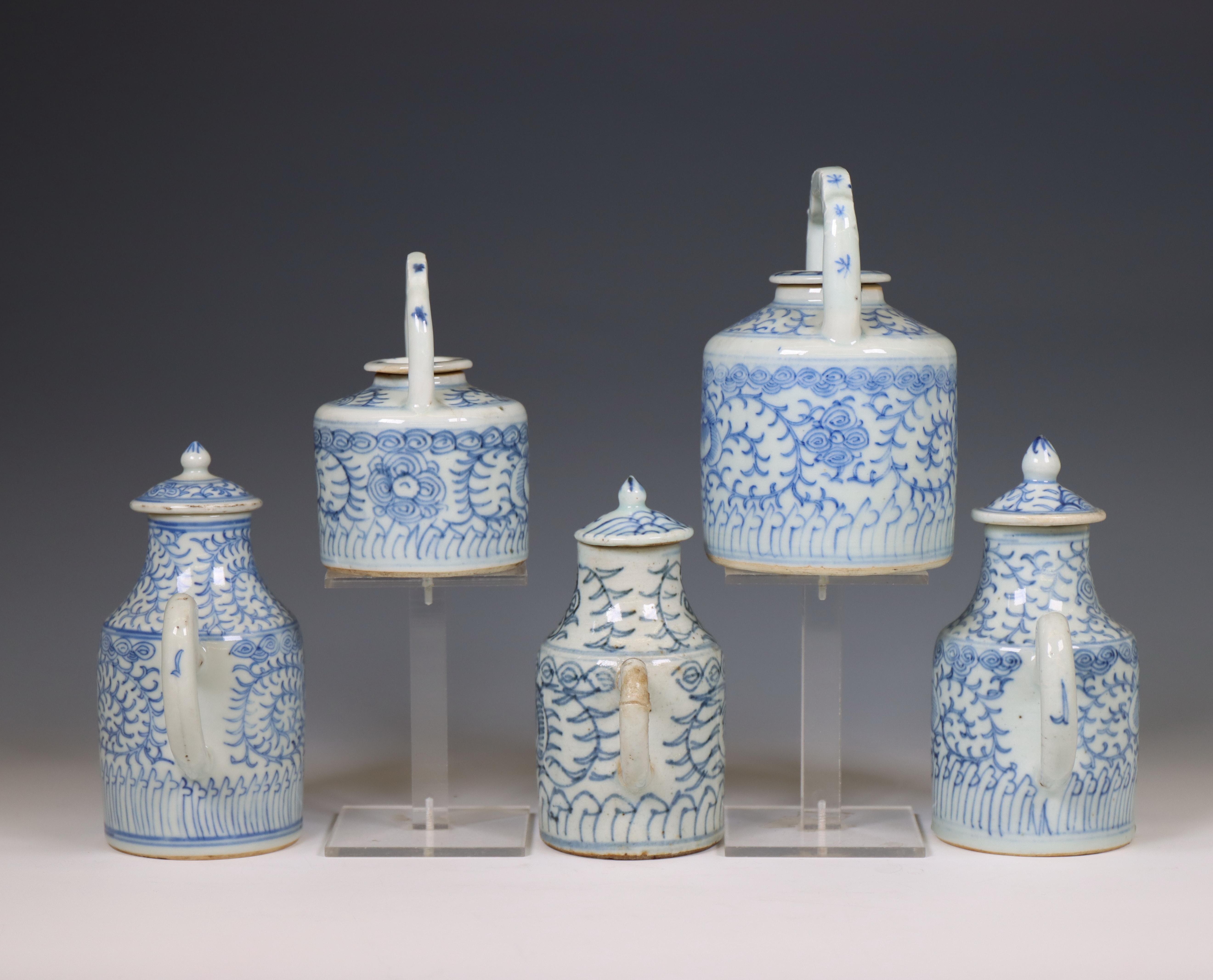 China, four soft paste blue and white 'one hundred boys' jarlets and covers, 19th century, - Image 2 of 11