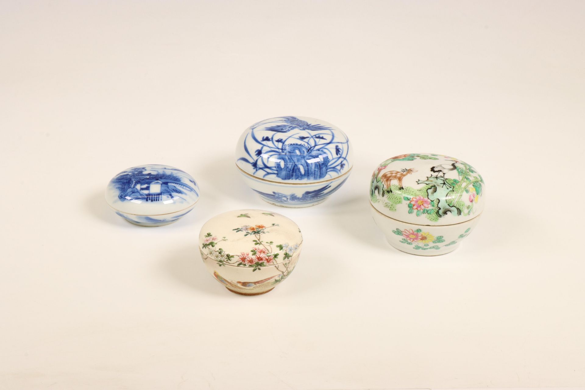 China and Japan, four various porcelain boxes and covers, 18th-19th century,