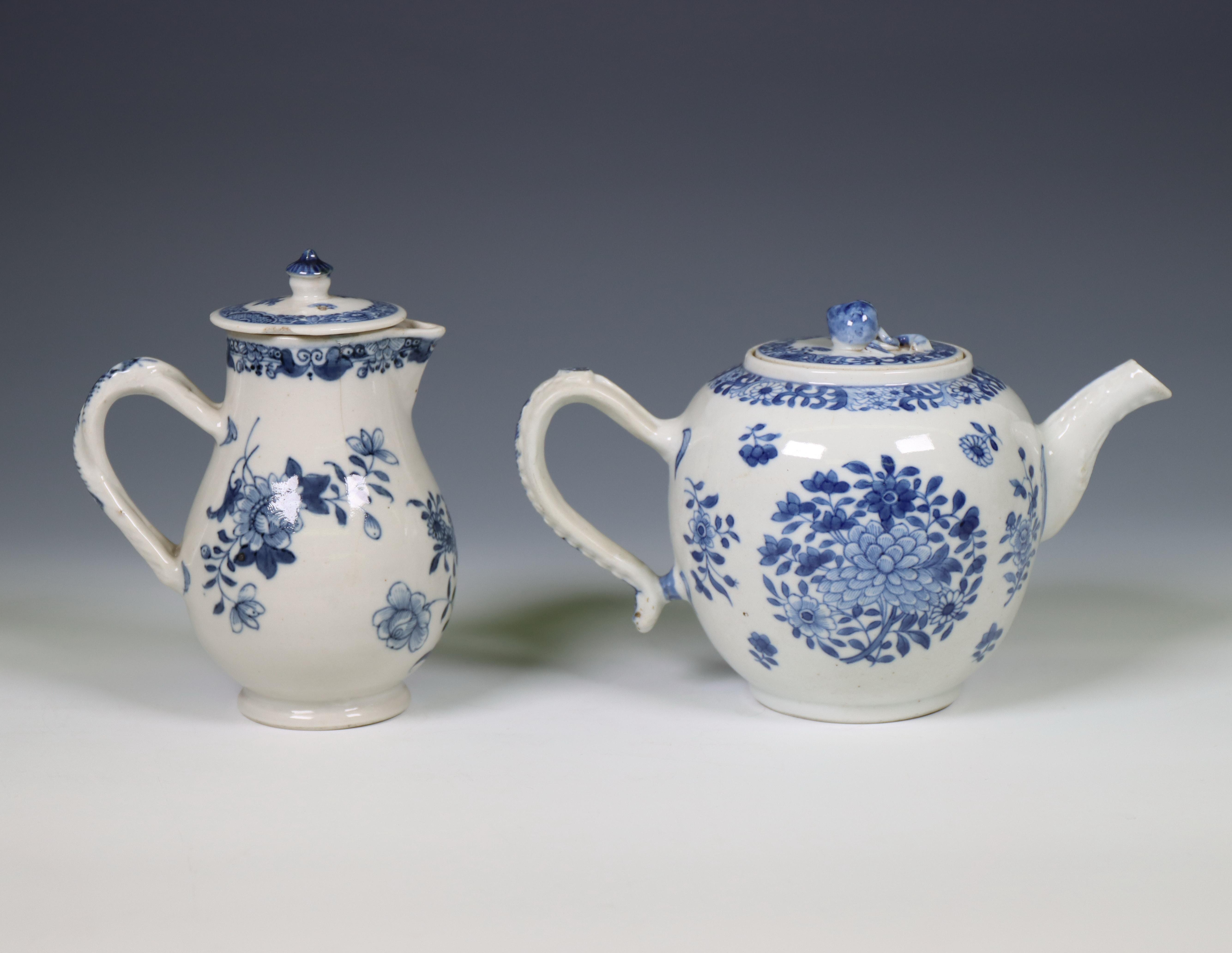 China, a blue and white porcelain teapot and a milk-jug, 18th century, - Image 2 of 6