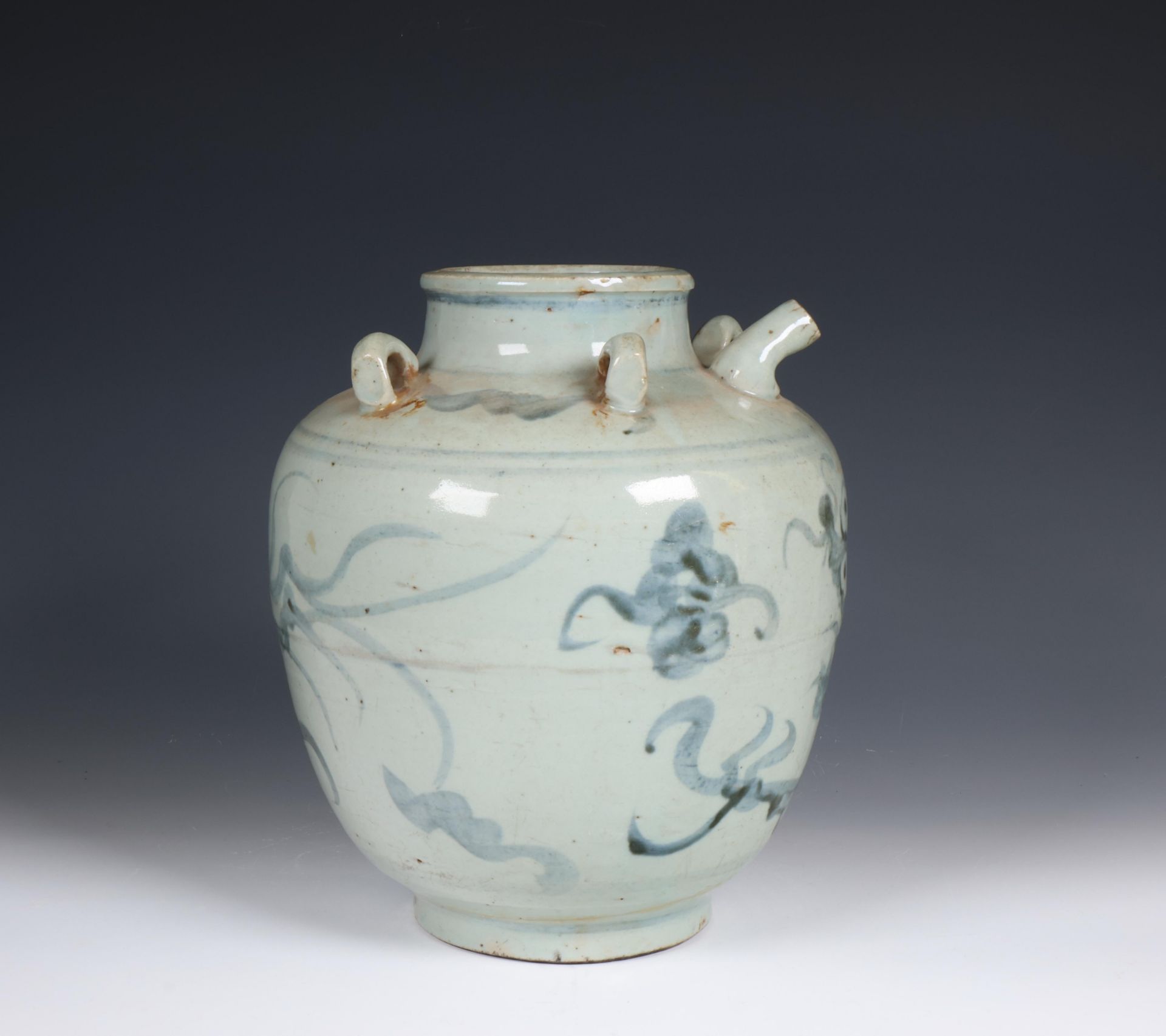 China, blue and white glazed earthenware jug, 20th century, - Image 2 of 6