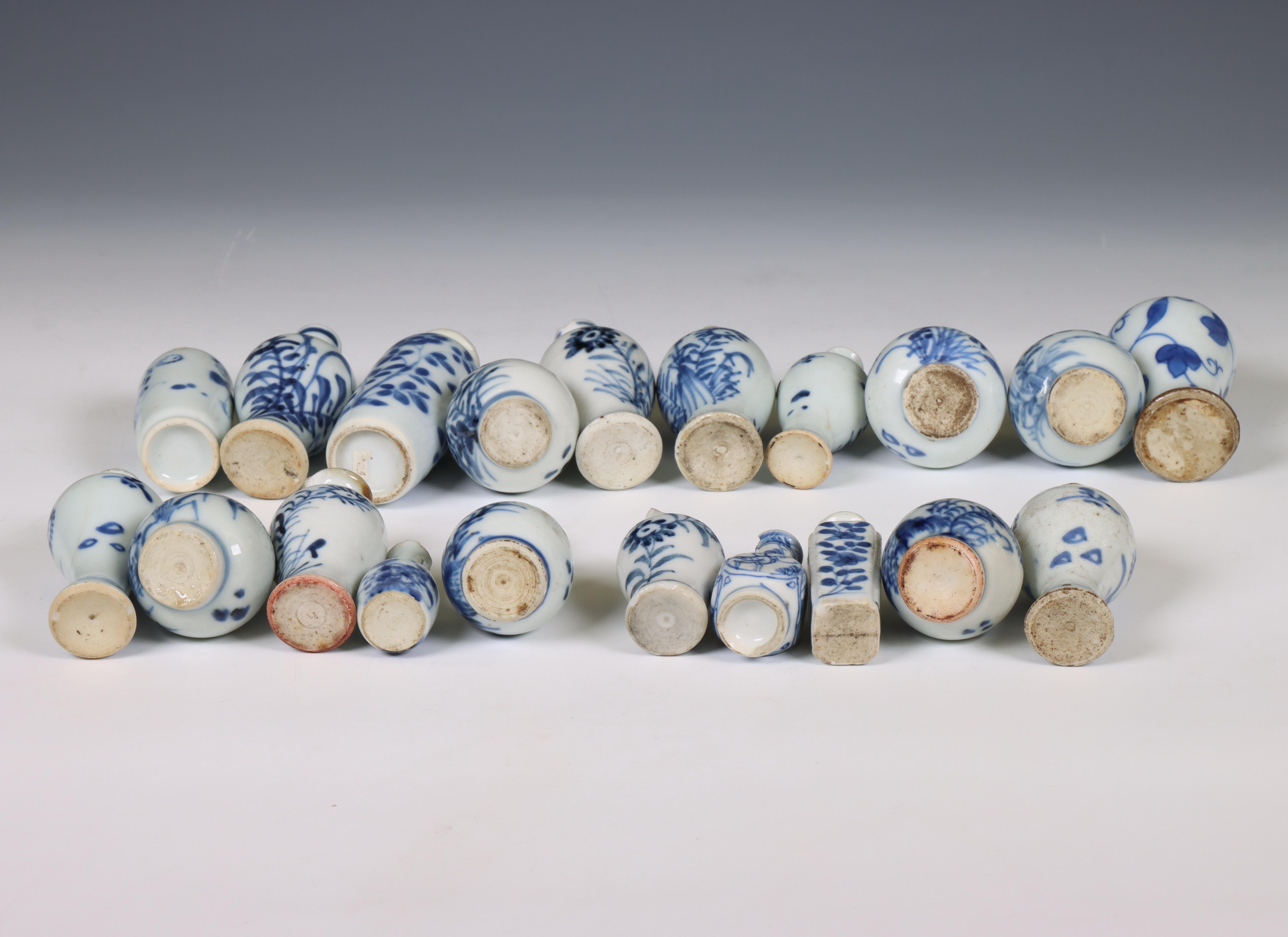China, a collection of blue and white miniature vases, 18th century and later, - Image 3 of 4
