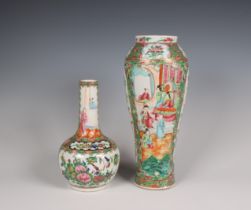 China, two Canton famille rose porcelain vases, 19th century,