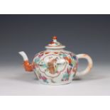 China, famille rose porcelain 'boys' teapot and cover, 19th century,