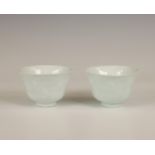 China, pair of sgraffito porcelain 'dragon' cups, 20th century,