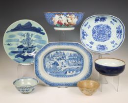 China, a collection of blue and white porcelain, 17th-19th century,