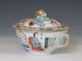 China, a famille rose porcelain 'Wu Shuang Pu' bowl and cover, 19th century,
