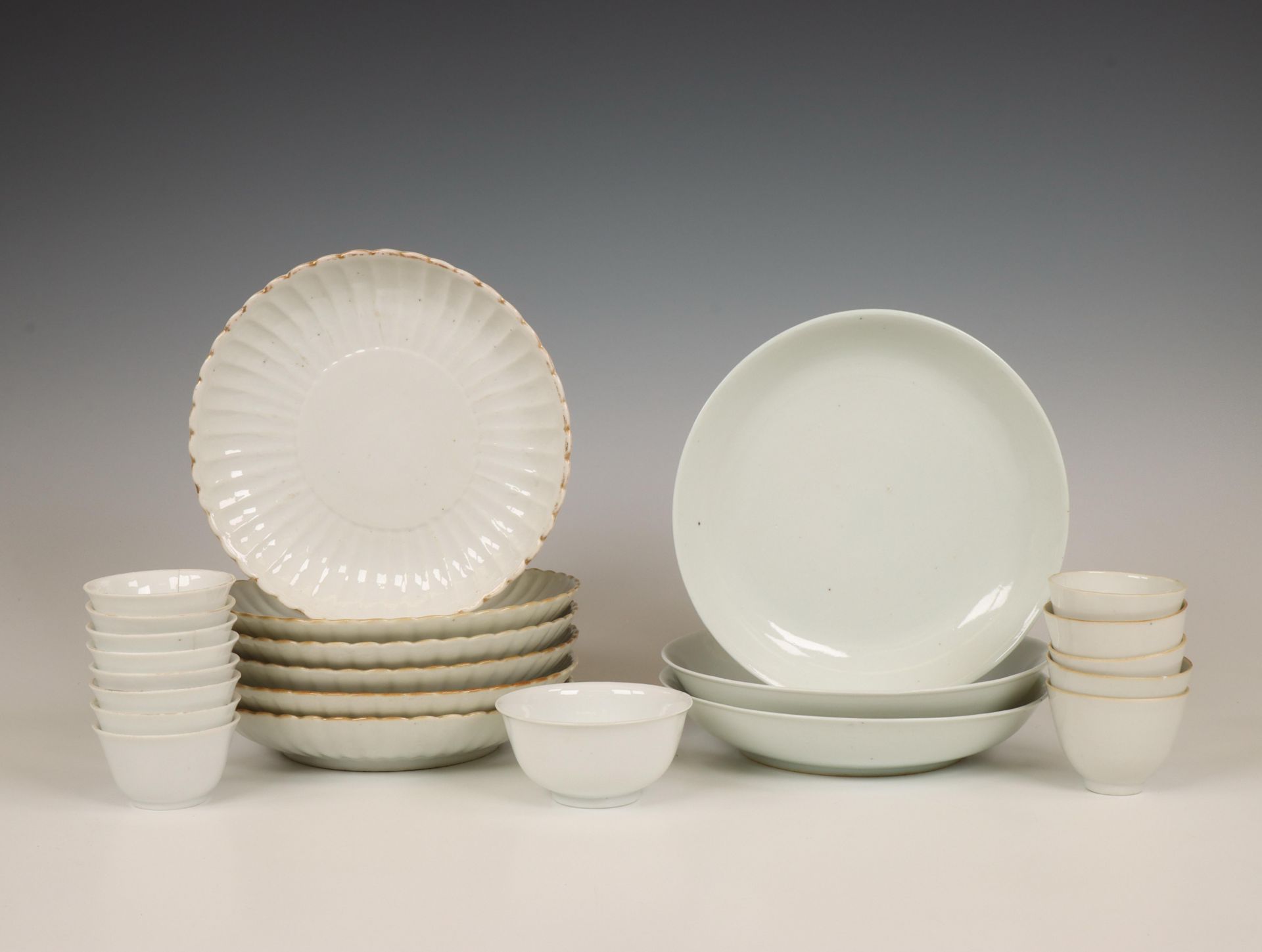 China, collection of white-glazed porcelain, 20th century,