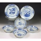 China, two sets of blue and white porcelain plates, Qianlong (1736-1795),