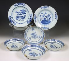 China, two sets of blue and white porcelain plates, Qianlong (1736-1795),
