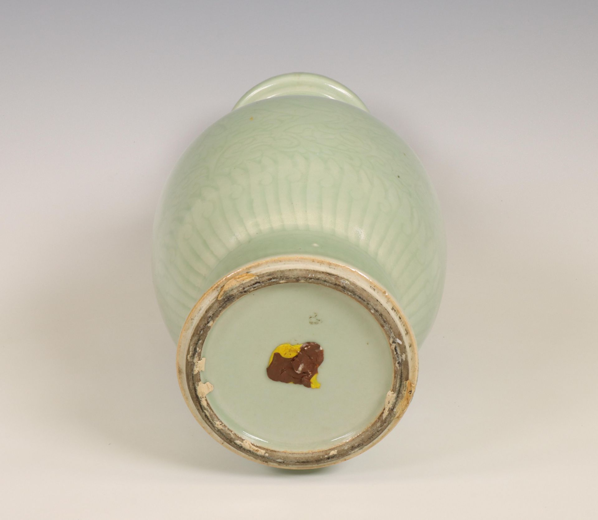 China, celadon-glazed baluster vase, 19th-20th century, - Image 5 of 6