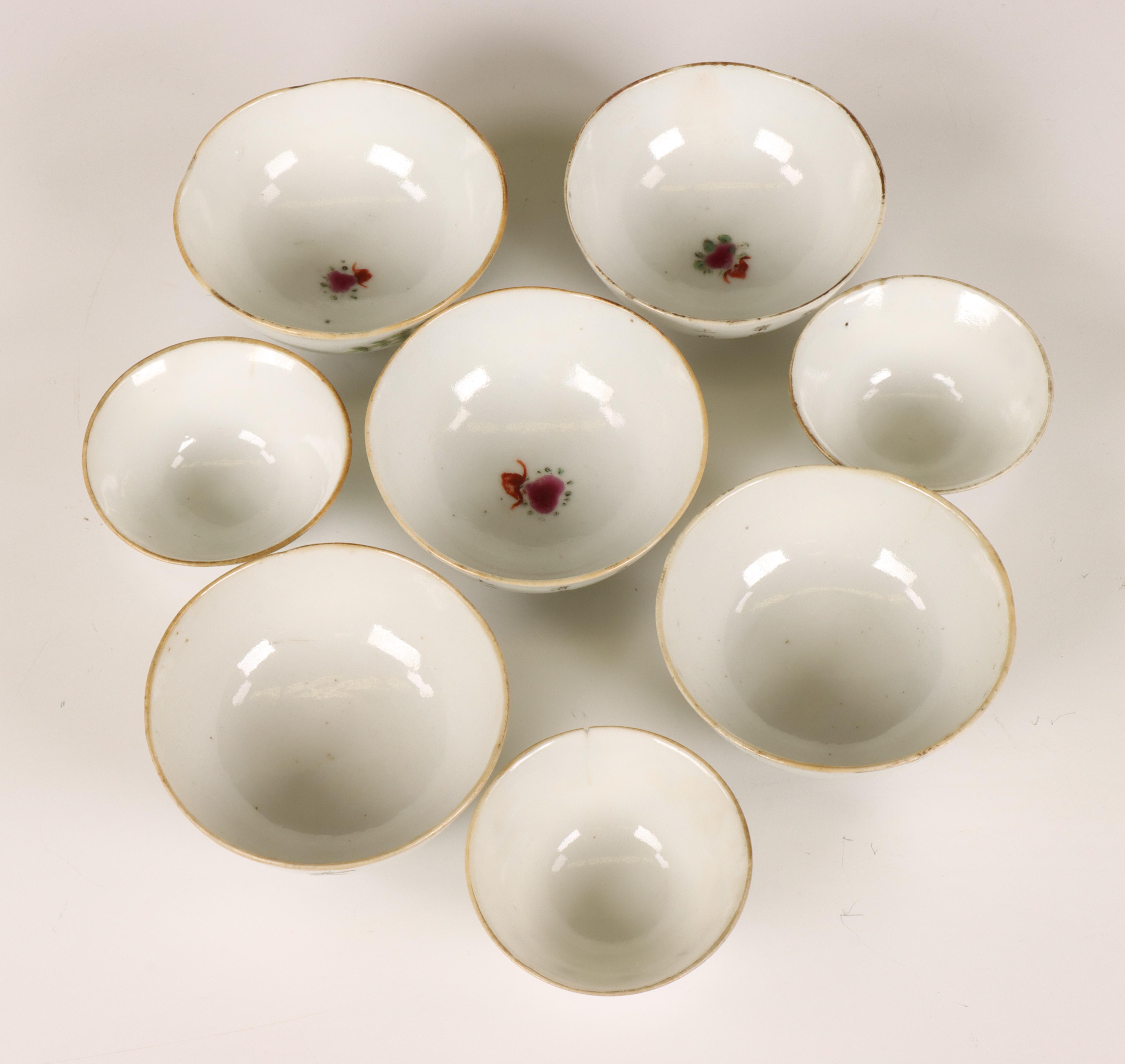 China, a collection of famille rose porcelain cups, 19th-20th century, - Image 2 of 4
