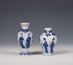 China, two small blue and white vases, Kangxi period (1662-1722),