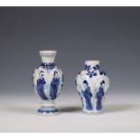 China, two small blue and white vases, Kangxi period (1662-1722),