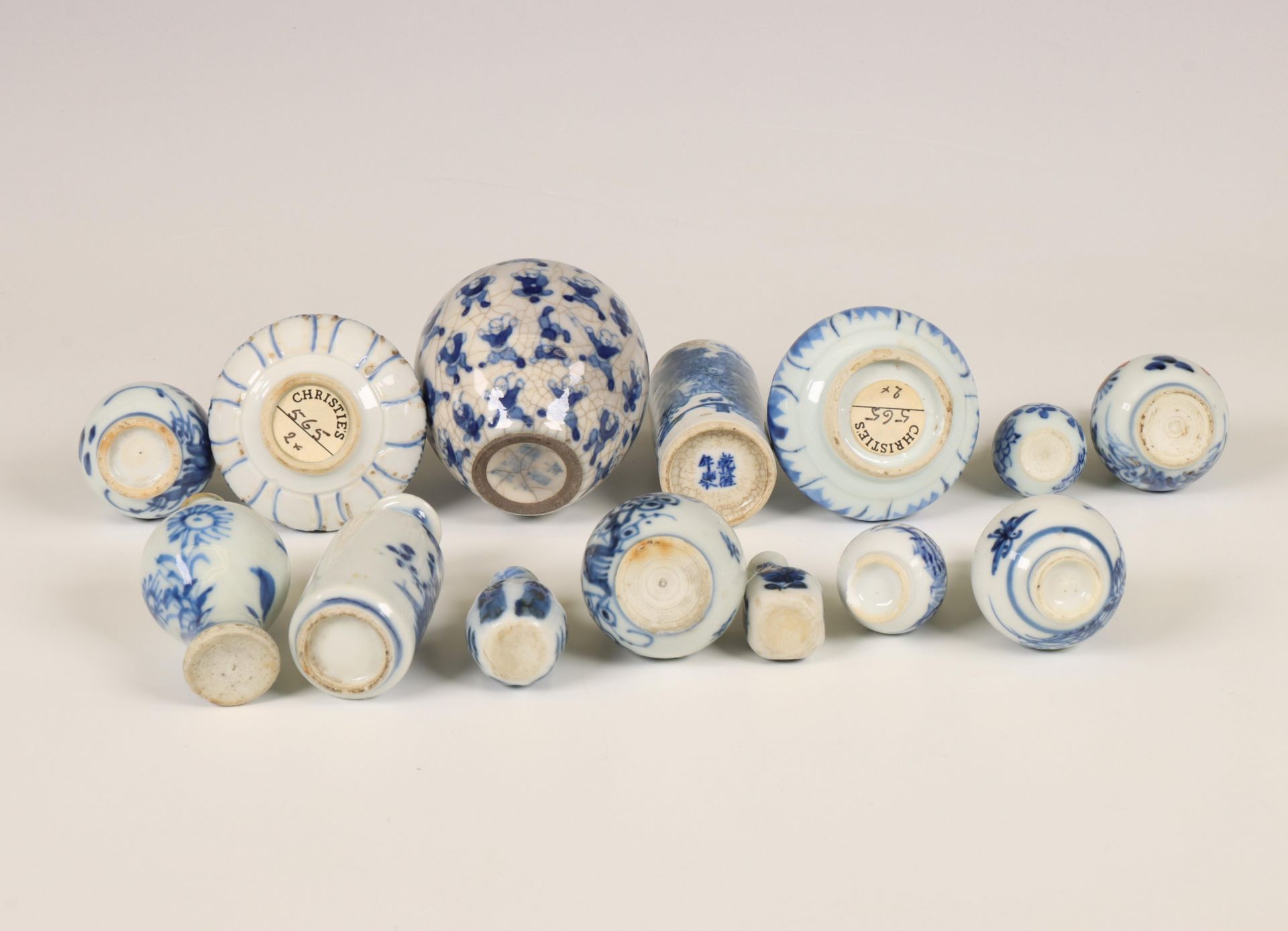 China, a collection of blue and white miniature vases, 18th-20th century, - Image 2 of 2