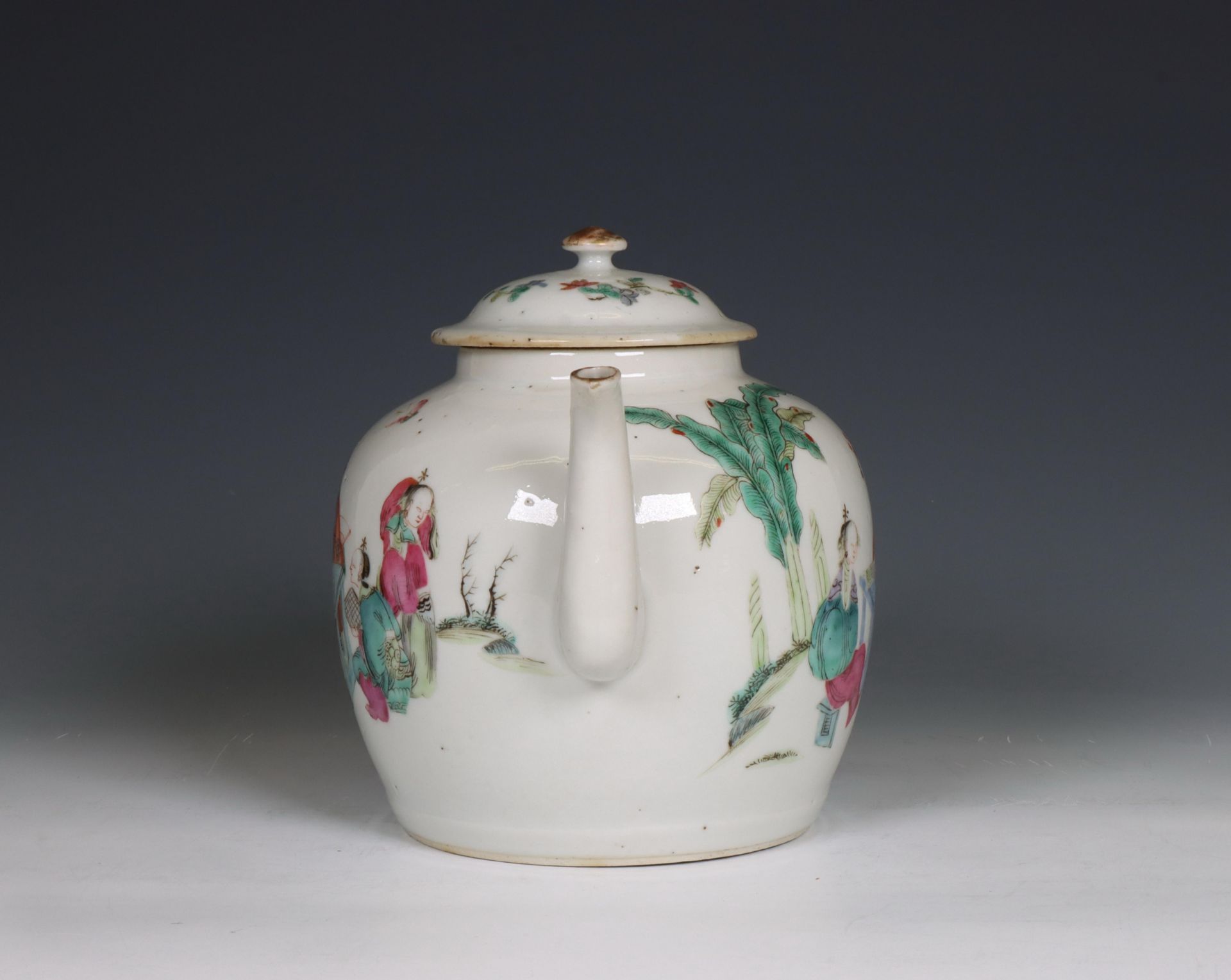 China, a large famille rose porcelain teapot and cover, 19th century, - Image 3 of 6