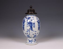 China, a blue and white porcelain oviform vase, Kangxi period (1662-1722),