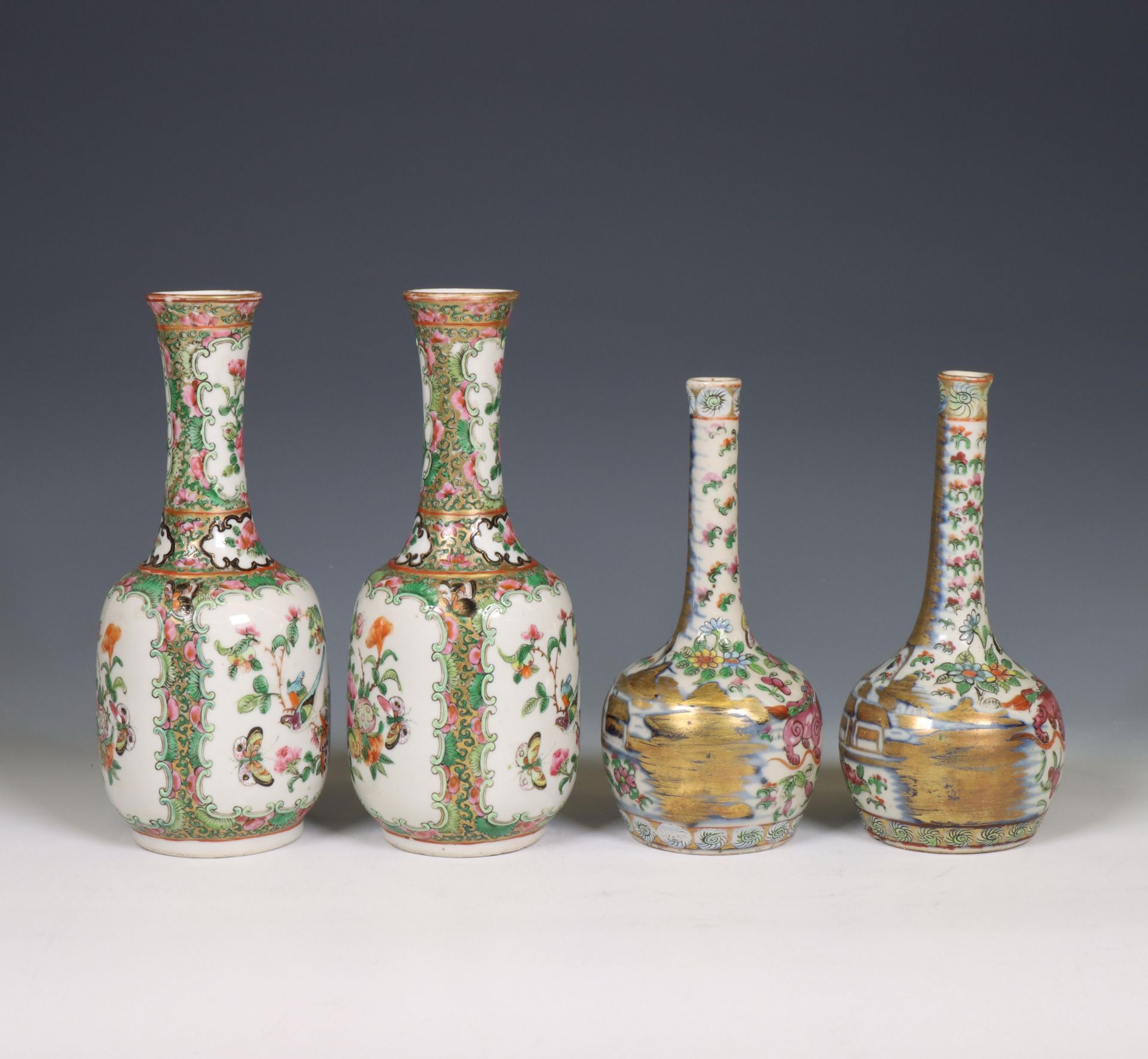 China, two pairs of Canton famille rose porcelain vases, ca. 1900, - Image 3 of 6