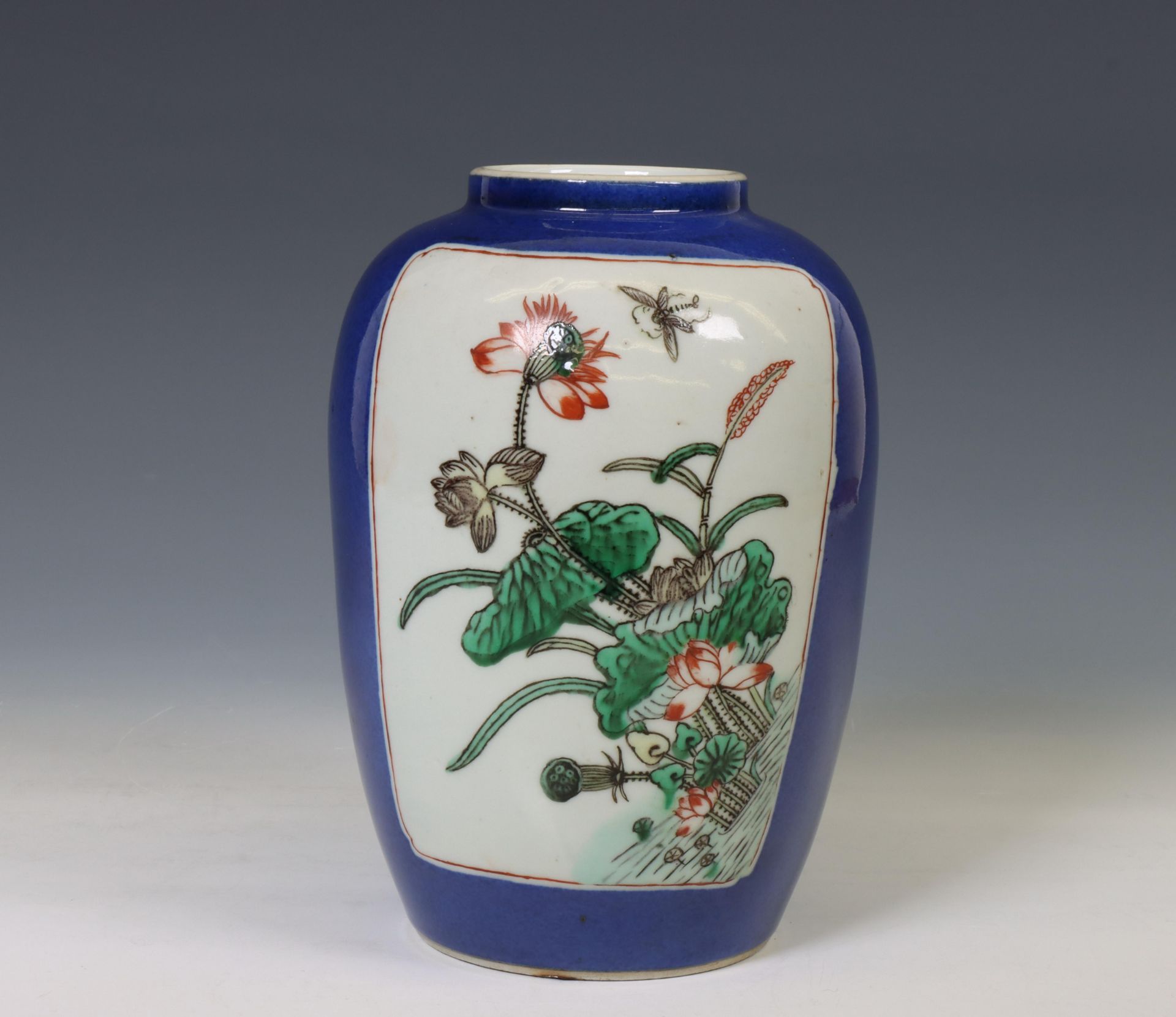 China, a powder-blue-ground famille verte porcelain jar, 19th century, - Image 3 of 3