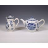 China, a blue and white porcelain teapot and a milk-jug, 18th century,