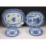 China, a small collection of blue and white porcelain serving dishes, Qianlong period (1736-1795),