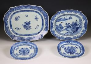 China, a small collection of blue and white porcelain serving dishes, Qianlong period (1736-1795),
