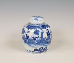 China, blue and white porcelain ginger jar and cover, 18th century,