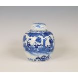 China, blue and white porcelain ginger jar and cover, 18th century,