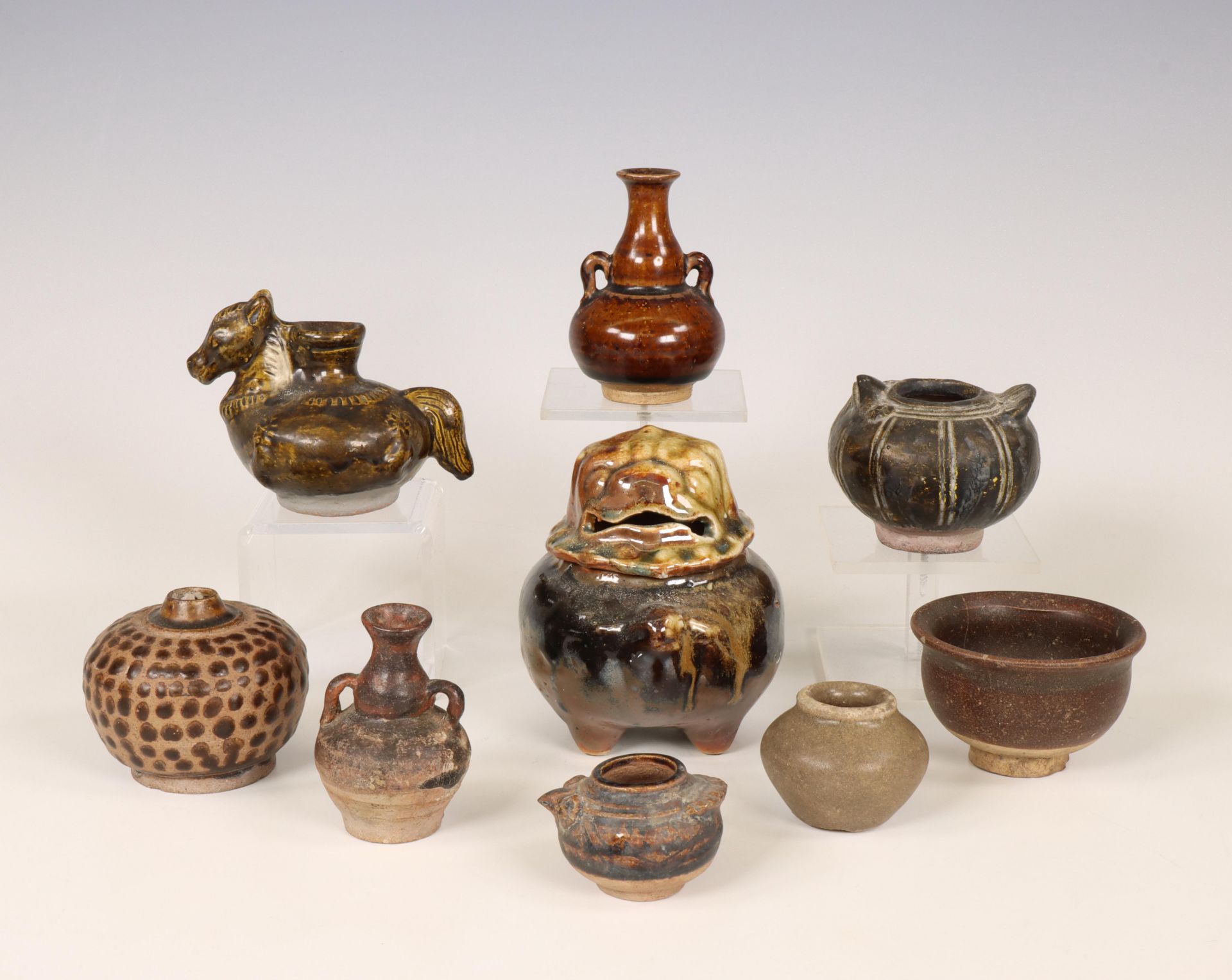 China, a collection of brown-glazed objects, possibly Song dynasty (960-1279) and later,