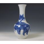 China, blue and white porcelain 'Buddhist lion' bottle vase, 19th century,