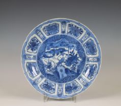 China, a blue and white 'kraak porselein' dish, Wanli period (1573-1619),