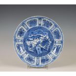 China, a blue and white 'kraak porselein' dish, Wanli period (1573-1619),