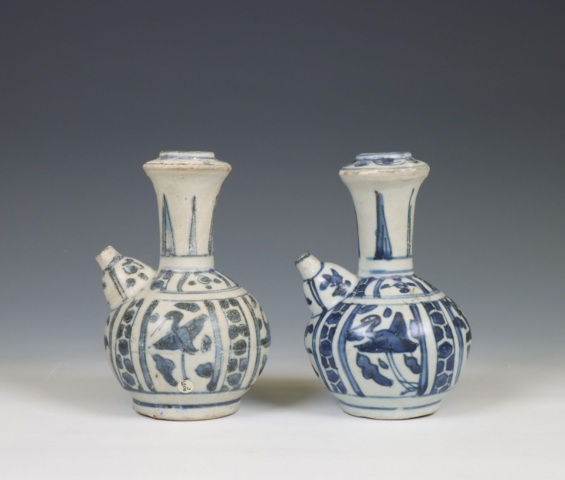 China, two blue and white porcelain 'Hatcher Cargo' kendi's, circa 1640,