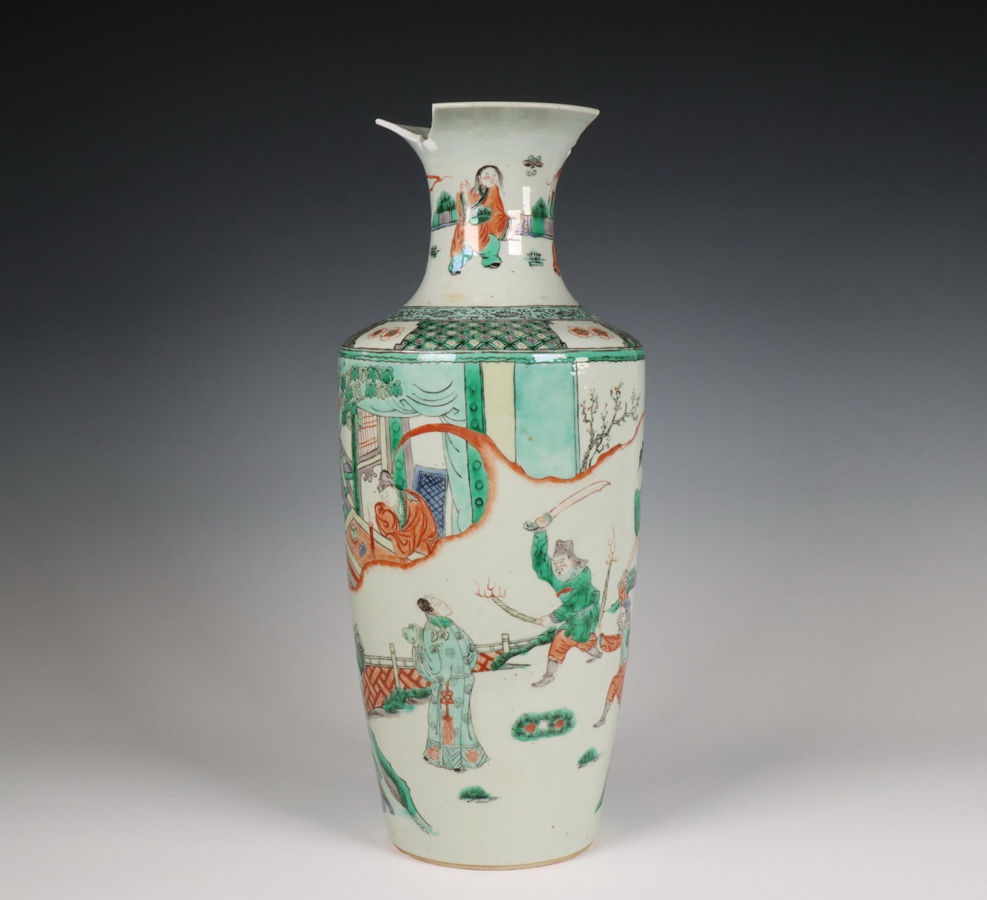 China, a famille verte porcelain 'figural' vase, 19th century,