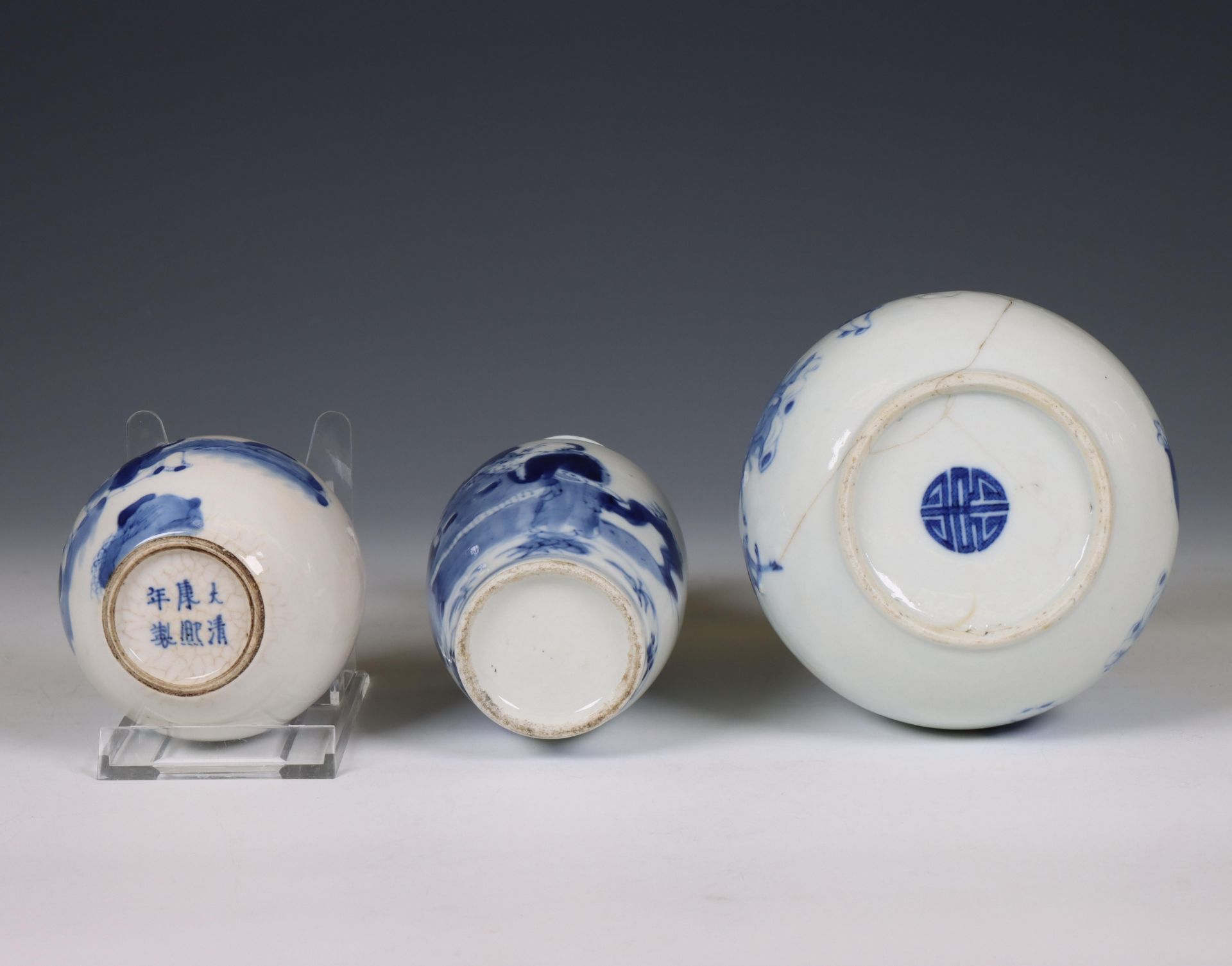 China, three various blue and white porcelain 'figural' jars, 19th-20th century, - Image 3 of 3