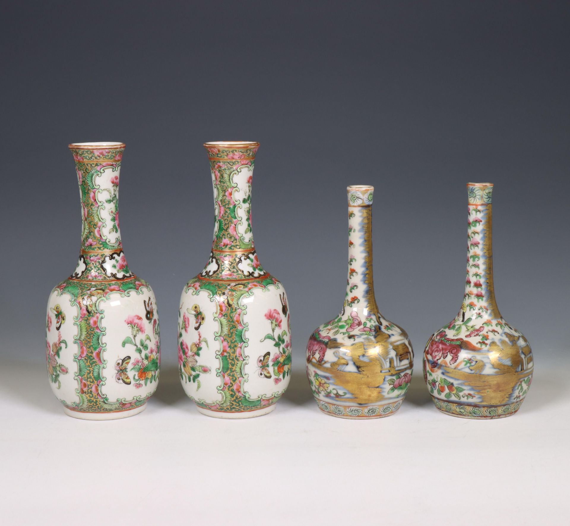 China, two pairs of Canton famille rose porcelain vases, ca. 1900, - Image 6 of 6