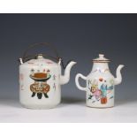 China, two famille rose porcelain teapots, 19th century,